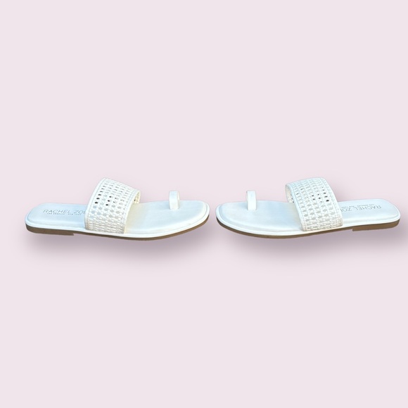 Rachel Zoe Women’s 8 White Woven Flat Sandals with Toe Ring, Rachel Zoe Sandals - Picture 8 of 13
